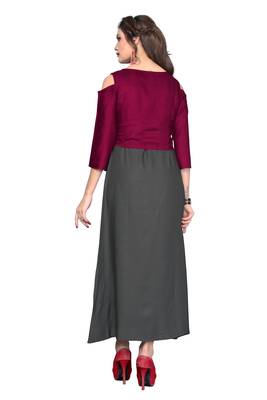 Grey plain rayon ethnic-kurtis 2