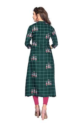 Green printed rayon ethnic-kurtis 2