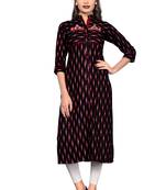 Black printed rayon ethnic kurtis