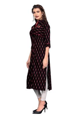 Black printed rayon ethnic kurtis 3