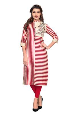 Red printed cotton kurtis 2