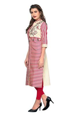 Red printed cotton kurtis 3