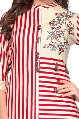 Red printed cotton kurtis 4