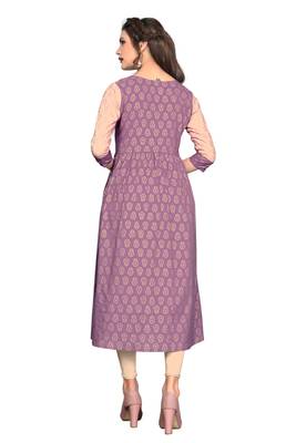 Light-purple printed cotton kurtis 2