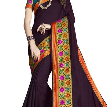 Purple woven cotton silk saree with blouse 4