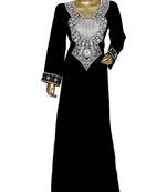 Grey Embroidered Crystal Embellished Arabian Traditional Chiffon Kaftan / Gown