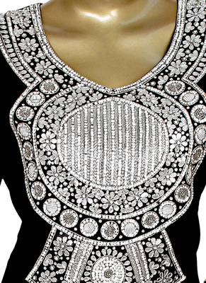 Grey Embroidered Crystal Embellished Arabian Traditional Chiffon Kaftan / Gown 2