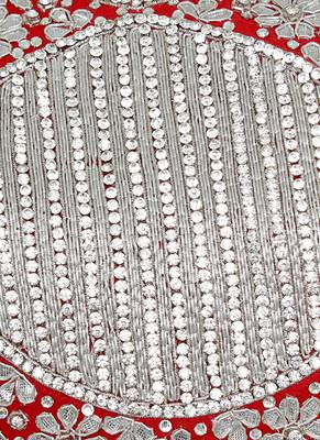 Red Embroidered Crystal Embellished Arabian Traditional Chiffon Kaftan / Gown 3