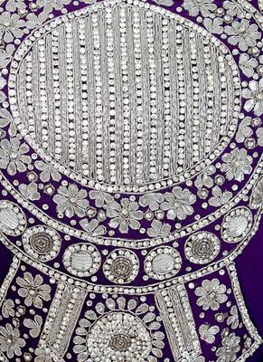 Purple Embroidered Crystal Embellished Arabian Traditional Chiffon Kaftan / Gown 3