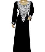 Black Embroidered Crystal Beads Embellished Islamic Caftan Gown Kaftan Maxi