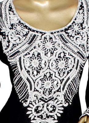 Black Embroidered Crystal Beads Embellished Islamic Caftan Gown Kaftan Maxi 2