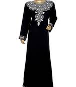 Black Crystal Embellished Islamic Traditional Kaftan Gown Caftan Maxi
