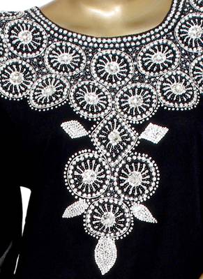 Black Crystal Embellished Islamic Traditional Kaftan Gown Caftan Maxi 2