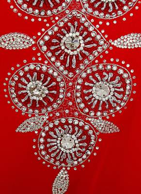 Red Crystal Embellished Islamic Traditional Kaftan Gown Caftan Maxi 3