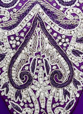 Purple Arabian Crystal Embellished Traditional Chiffon Kaftan Gown Abaya 3