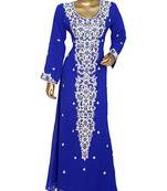Traditional Crystal & Beads work Arabian Dubai Chiffon Kaftan Gown Abaya