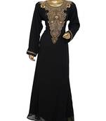 Black Beads work Islamic Dubai Chiffon Kaftan Gown Caftan Maxi