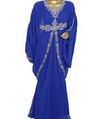 Royal Blue Crystal Embellished Traditional Kaftan Gown Farasha