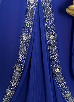 Royal Blue Crystal Embellished Traditional Kaftan Gown Farasha 4