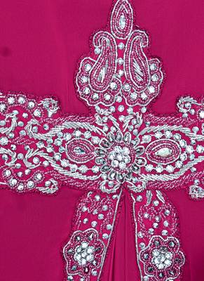 Fuchsia Pink Crystal Embellished Traditional Kaftan Gown Farasha 3