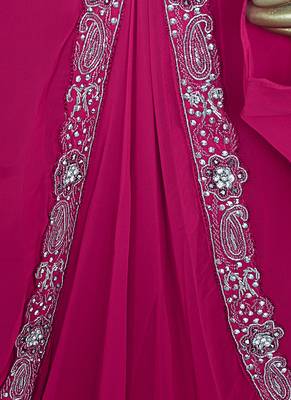 Fuchsia Pink Crystal Embellished Traditional Kaftan Gown Farasha 4