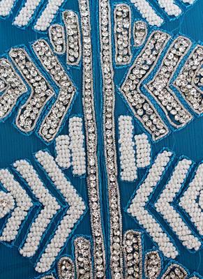 Turquoise Blue Arabian Traditional Crystal Embellished Kaftan Abaya 3