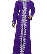 Purple Arabian Traditional Crystal Embellished Kaftan Abaya