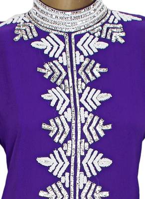 Purple Arabian Traditional Crystal Embellished Kaftan Abaya 2