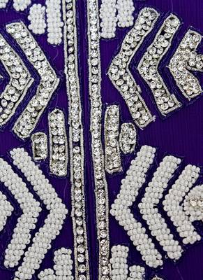 Purple Arabian Traditional Crystal Embellished Kaftan Abaya 3