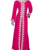 Fuchsia Pink Arabian Traditional Crystal Embellished Kaftan Abaya
