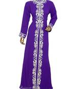 Purple Arabian Moroccan Traditional Chiffon Kaftan Gown Abaya Caftan