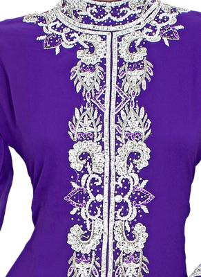 Purple Arabian Moroccan Traditional Chiffon Kaftan Gown Abaya Caftan 2