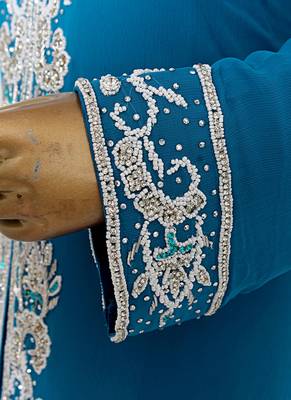 Turquoise Blue Arabian Moroccan Traditional Chiffon Kaftan Gown Abaya 4