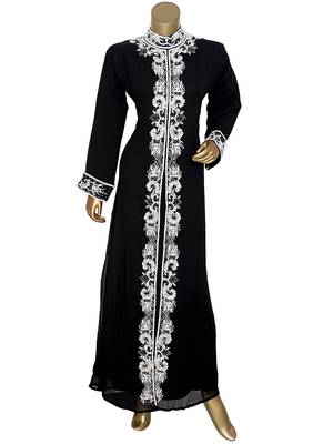 Black Arabian Moroccan Traditional Chiffon Kaftan Gown Abaya Caftan 1