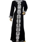 Black Arabian Moroccan Traditional Chiffon Kaftan Gown Abaya Caftan