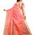Peach woven cotton silk saree with blouse