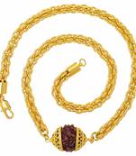 22K Yellow Gold Plating Rudraksha Mala Chain Necklace For Unisex