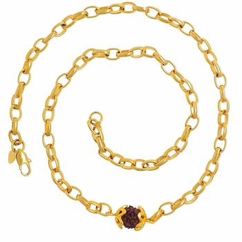 22K Yellow Gold Plating Rudraksha Mala Chain Necklace For Unisex 1