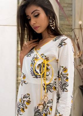 White Printed Cotton Kurtis 2