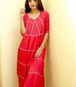 Red Plain Rayon Kurta And Palazzo Set