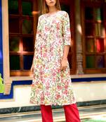 Multicolor Printed Cotton Kurta Wit Trouser