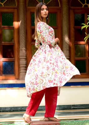 Multicolor Printed Cotton Kurta Wit Trouser 4