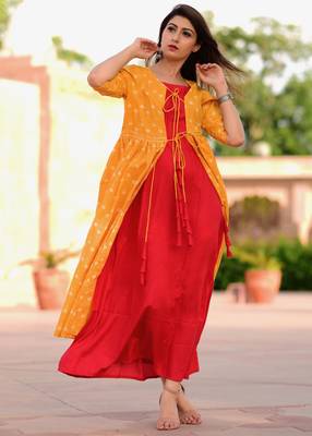 Red Printed Cotton Kurtis 1