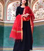 Black Plain Crepe Kurta With Trouser