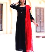 Black Plain Crepe Kurta With Trouser