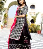 Black Embroidered Crepe Kurta And Skirt Set