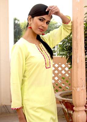 Lemon Plain Crepe Kurta And Sharara Set 3