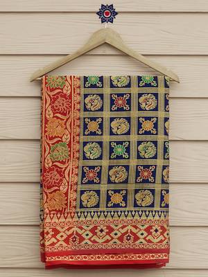 Blue woven banarasi silk saree with blouse 3