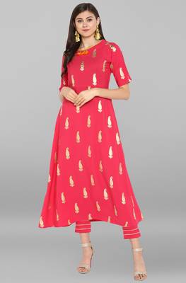 Janasya Janasya Women's Pink Crepe Kurta With Pant 1