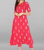 Janasya Janasya Women's Pink Crepe Kurta With Pant